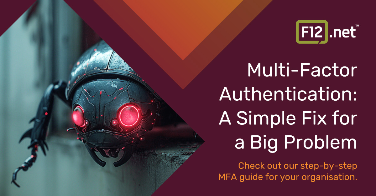 Multi-Factor Authentication process illustrated with a security robot. Learn how MFA can protect your organisation.